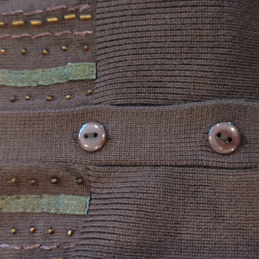 Maurices Vintage Button Beaded Cardigan Sweater Brown Size Medium - Picture 7 of 8